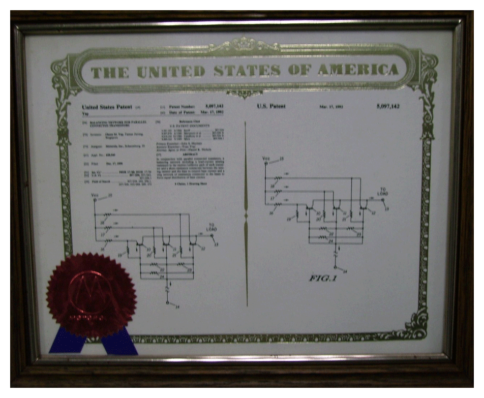 US Patent Award: 5,097,142